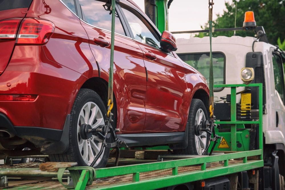 Secured red SUV illustrates reliable local business breakdown recovery services in Sandwell